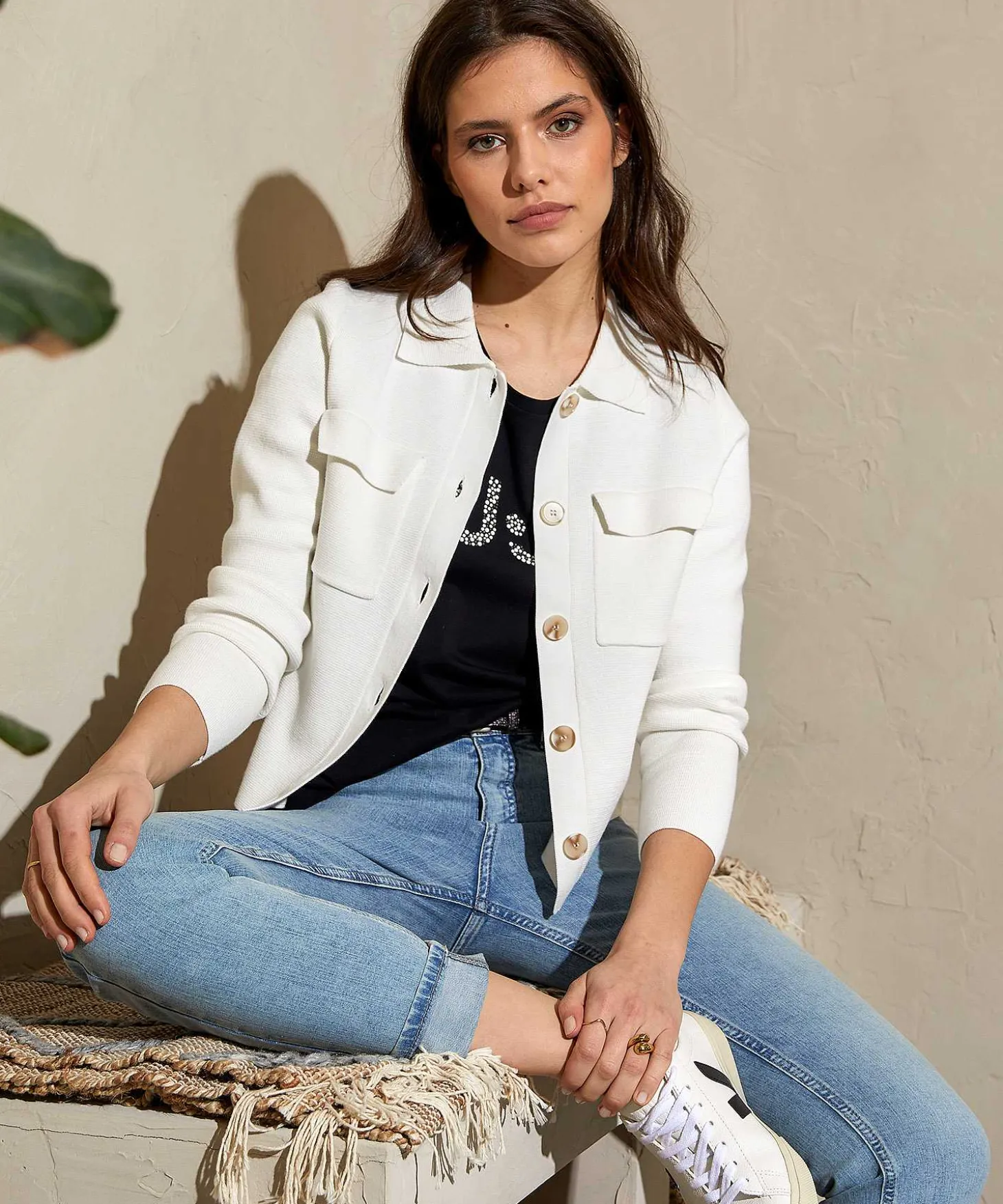 * Blazer Chaleco Corto Puntaknit
