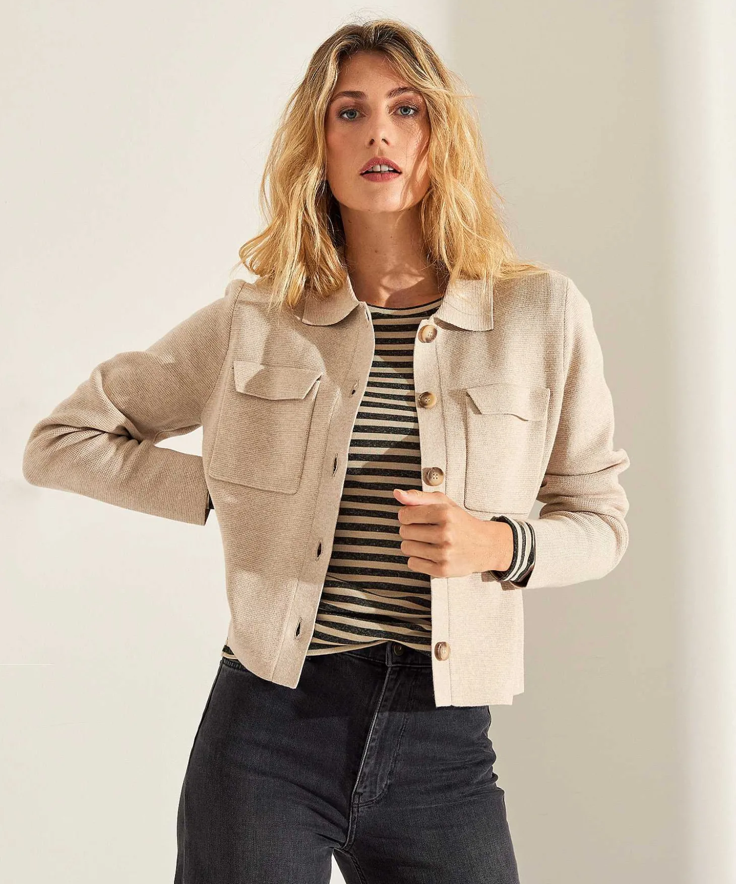 * Blusa Cardigan Corto Puntaknit