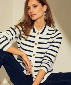 * Blusa Cardigan Puntaknit Rayas Bretonas