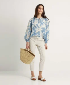 0039 Blusa De Gasa De Algodon Italia Palmeras Anni