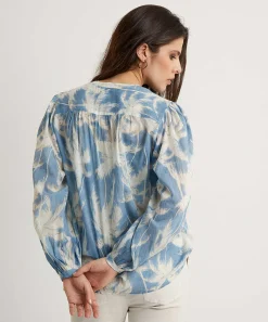 0039 Blusa De Gasa De Algodon Italia Palmeras Anni