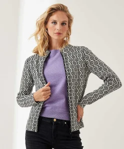 * Cardigan Con Cremallera Y Estampado Jacquard Retro