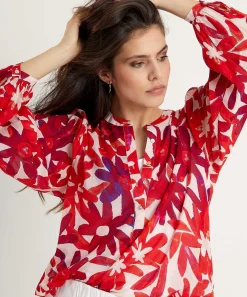 0039 Italia Blusa Voile Algodon Flores Anni