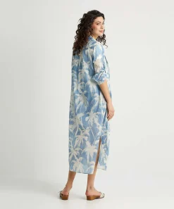 0039 Italia Vestido Camisero De Gasa De Algodon Taya