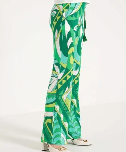 Ana Alcazar Pantalon Slinky Estampado Hojas Retro