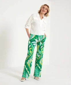 Ana Alcazar Pantalon Slinky Estampado Hojas Retro
