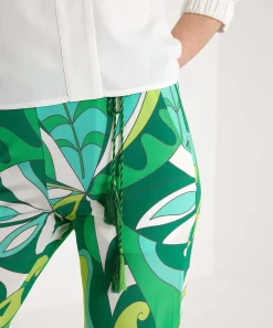 Ana Alcazar Pantalon Slinky Estampado Hojas Retro