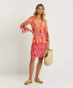 Ana Alcazar Vestido De Malla Estampado Ikat Perlas