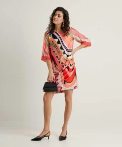 Ana Alcazar Vestido Sedoso Estampado Fantasia