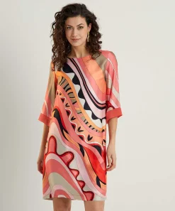 Ana Alcazar Vestido Sedoso Estampado Fantasia