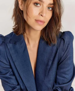 Blazer Summum Mezcla De Lino Look Denim