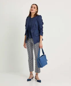 Blazer Summum Mezcla De Lino Look Denim