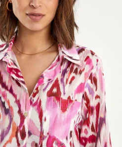 Blusa * De Voile De Algodon Ikat Multicolor