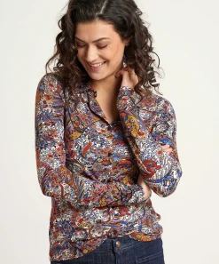 Blusa De Punto * Con Estampado De Cachemira