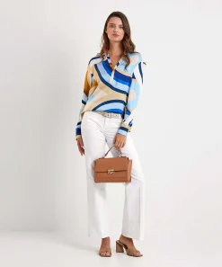 Blusa De Seda Angelegenheit De Herzen Con Estampado De Remolinos
