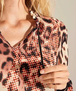 Blusa Deportiva De Gasa Con Estampado De Pantera De Marc Cain