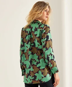 Blusa Lasalle Estampado Hojas Seda New York