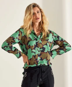 Blusa Lasalle Estampado Hojas Seda New York