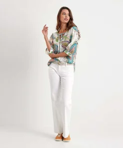 Blusa Marc Cain Estampado Hojas Multicolor