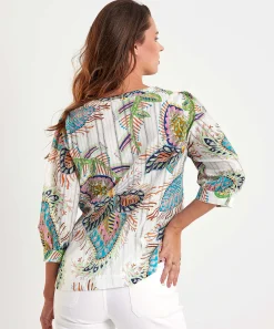 Blusa Marc Cain Estampado Hojas Multicolor