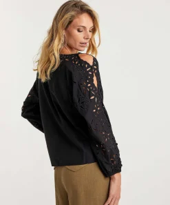 Blusa Marc Cain Popelina Broderie