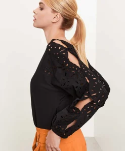 Blusa Marc Cain Popelina Broderie