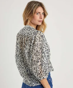 Blusa Moscu De Voile De Algodon Mariposa