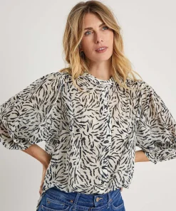 Blusa Moscu De Voile De Algodon Mariposa