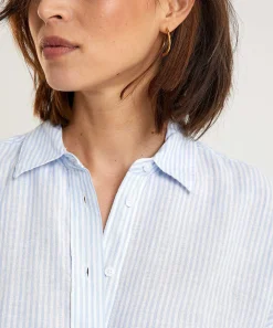 Blusa Moscu Lino Rayas Botones