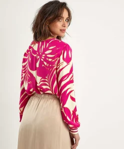 Blusa Sedosa Oui Con Estampado De Hojas