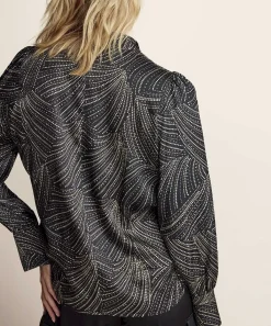 Blusa Sedosa Summum Con Cuello Anudado Y Estampado