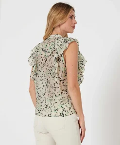 Blusa Summum Sin Mangas Estampado Lunares Verde