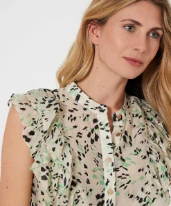 Blusa Summum Sin Mangas Estampado Lunares Verde