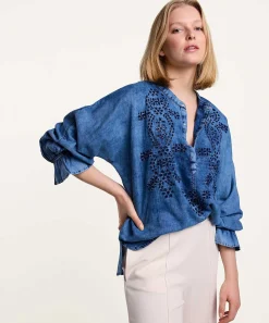 Blusa Vaquera Summum Con Bordado Ingles
