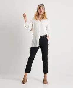 Cambio Pantalon Cropped Mezcla Lino Krystal