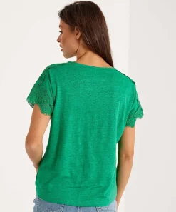 Camisa Emotions De Lino Con Hombros De Encaje