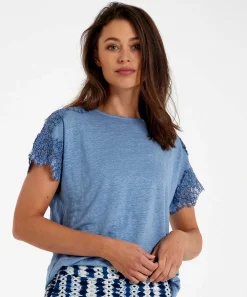 Camisa Emotions De Lino Con Hombros De Encaje