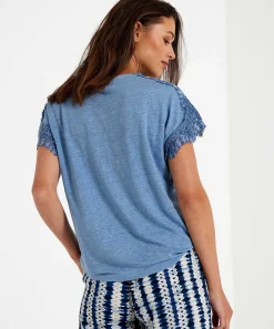 Camisa Emotions De Lino Con Hombros De Encaje