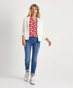 Camisa Kyra Blusa Manga Abullonada Flor Roja Rosanne