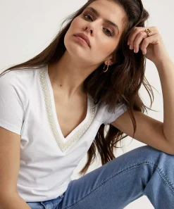 Camiseta Liu Jo Cuello En V Perlas