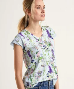 Camiseta Marc Cain Estampado Floral Detalle Plisado
