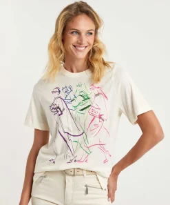 Camiseta Oui Estampado De Moda Cuentas Multicolor