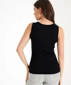 Camiseta Sin Mangas Con Doble Panel Y Cuello En V De * Essentials