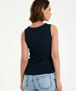 Camiseta Sin Mangas Con Doble Panel Y Cuello En V De * Essentials