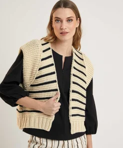 Cardigan Summum Sin Mangas Mezcla Lana Rayas