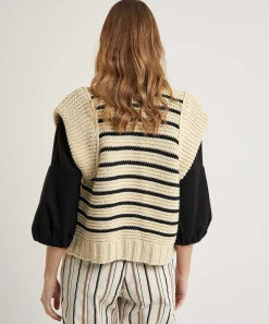 Cardigan Summum Sin Mangas Mezcla Lana Rayas