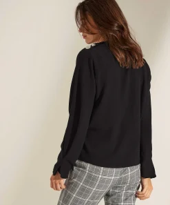 Caroline Biss Blusa Botones Cuello Cascada