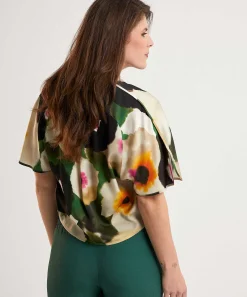 Caroline Biss Blusa Sedosa Flor Fantasia