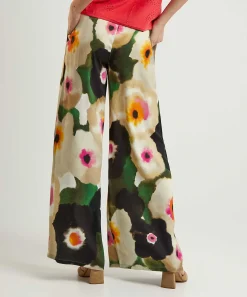 Caroline Biss Pantalones Palazzo Sedosos Flor Elegante