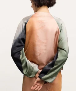 Cazadora Bomber Sedosa Summum Con Estampado Descolorido